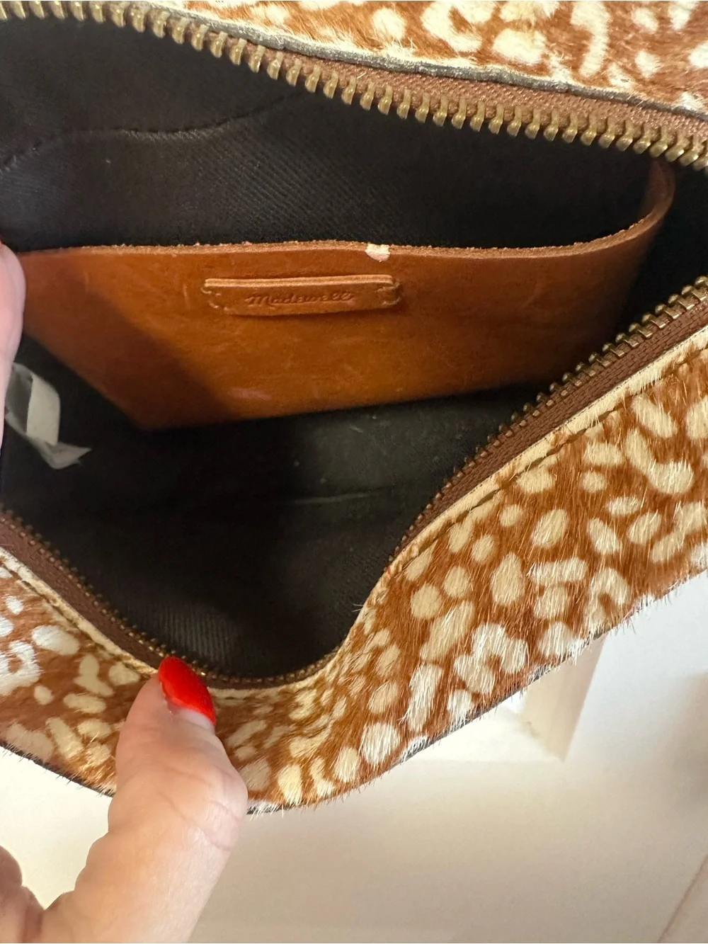 Madewell The Transport Camera Bag: Animal Spot Calf Hair Edition